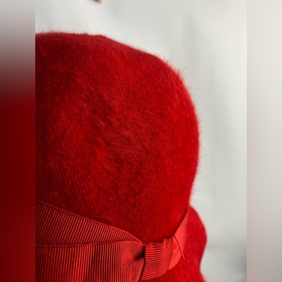 Betmar Angora Wool Blend bucket‎ hat with ribbon trim Red - Picture 4 of 9